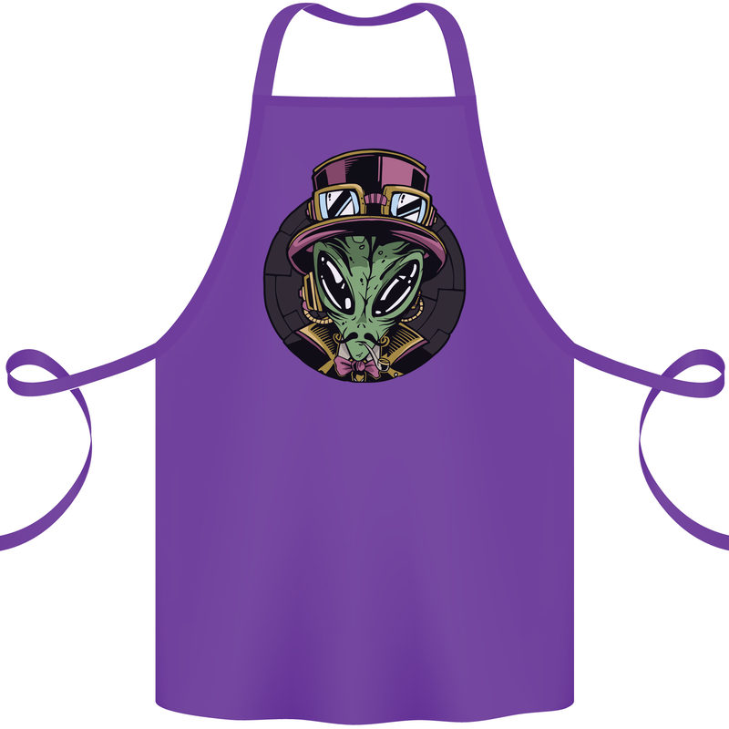 Steampunk Alien Cotton Apron 100% Organic Purple