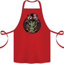 Steampunk Alien Cotton Apron 100% Organic Red