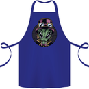 Steampunk Alien Cotton Apron 100% Organic Royal Blue