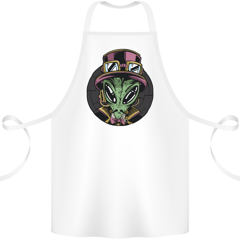 Steampunk Alien Cotton Apron 100% Organic White
