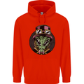 Steampunk Alien Mens 80% Cotton Hoodie Bright Red