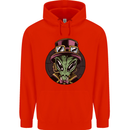 Steampunk Alien Mens 80% Cotton Hoodie Bright Red