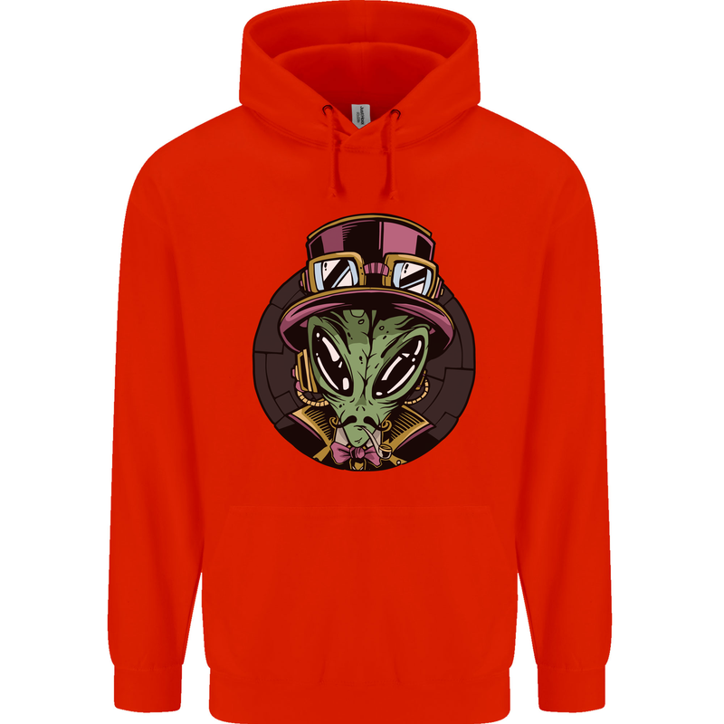 Steampunk Alien Mens 80% Cotton Hoodie Bright Red