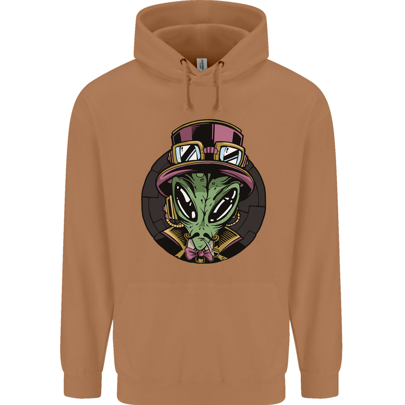 Steampunk Alien Mens 80% Cotton Hoodie Caramel Latte