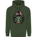 Steampunk Alien Mens 80% Cotton Hoodie Forest Green