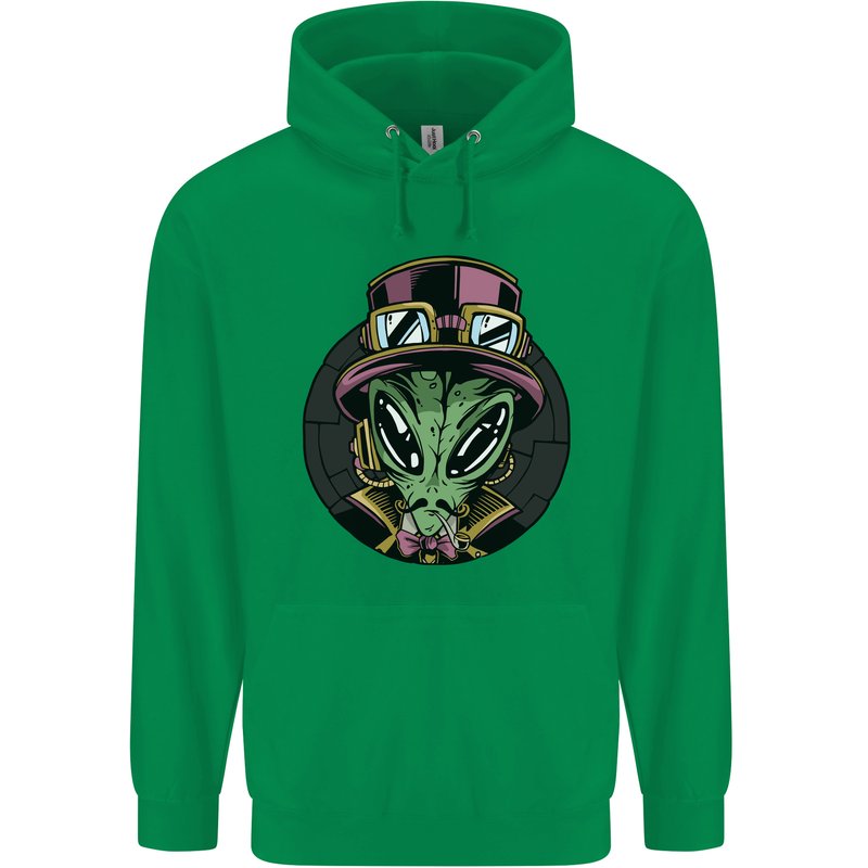 Steampunk Alien Mens 80% Cotton Hoodie Irish Green