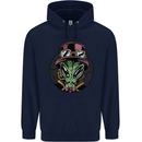 Steampunk Alien Mens 80% Cotton Hoodie Navy Blue