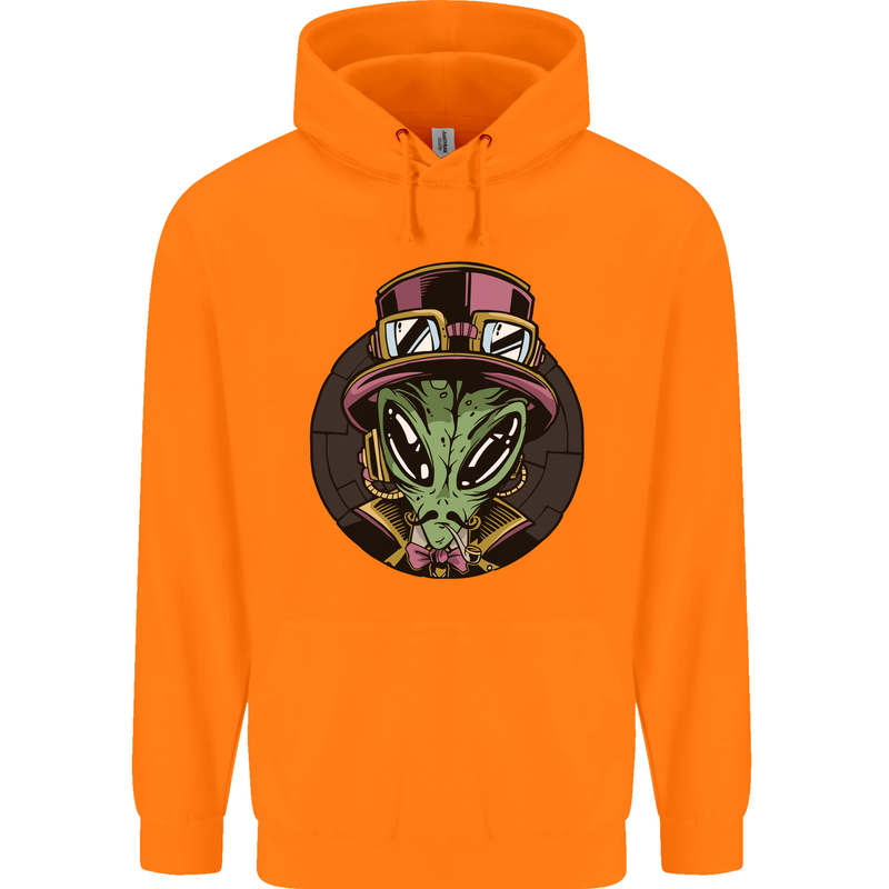 Steampunk Alien Mens 80% Cotton Hoodie Orange