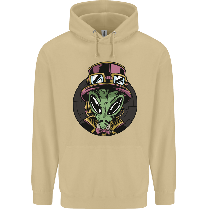 Steampunk Alien Mens 80% Cotton Hoodie Sand