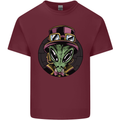 Steampunk Alien Mens Cotton T-Shirt Tee Top Maroon