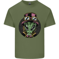 Steampunk Alien Mens Cotton T-Shirt Tee Top Military Green