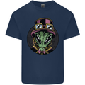 Steampunk Alien Mens Cotton T-Shirt Tee Top Navy Blue