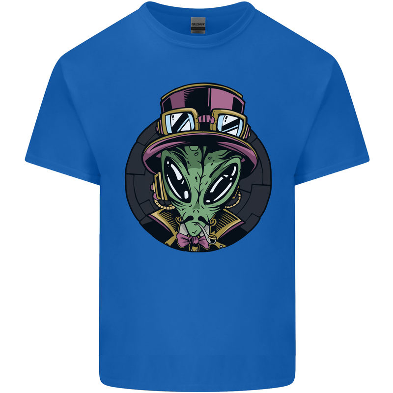 Steampunk Alien Mens Cotton T-Shirt Tee Top Royal Blue