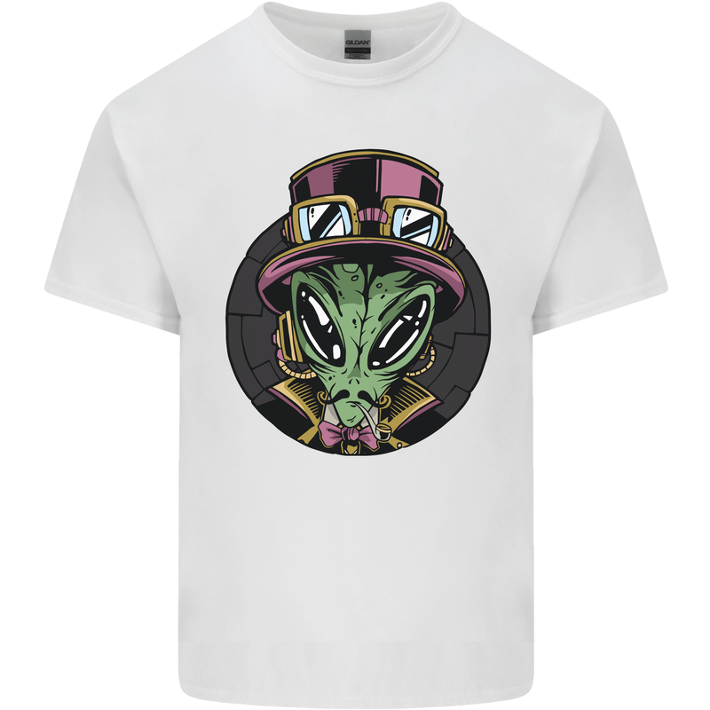 Steampunk Alien Mens Cotton T-Shirt Tee Top White