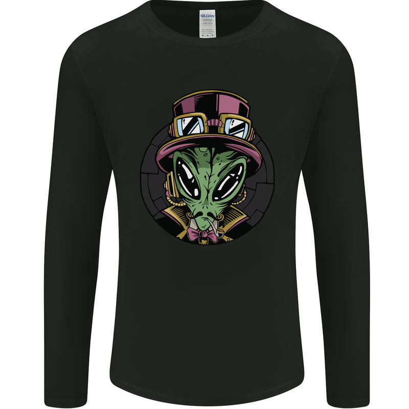 Steampunk Alien Mens Long Sleeve T-Shirt Black