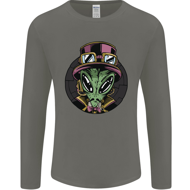 Steampunk Alien Mens Long Sleeve T-Shirt Charcoal