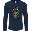 Steampunk Alien Mens Long Sleeve T-Shirt Navy Blue