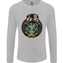 Steampunk Alien Mens Long Sleeve T-Shirt Sports Grey