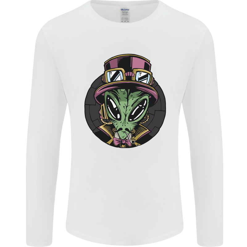 Steampunk Alien Mens Long Sleeve T-Shirt White