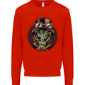 Steampunk Alien Mens Sweatshirt Jumper Bright Red