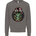 Steampunk Alien Mens Sweatshirt Jumper Charcoal