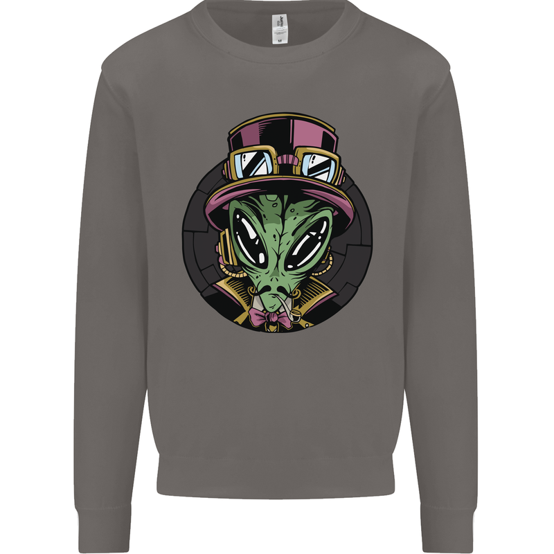 Steampunk Alien Mens Sweatshirt Jumper Charcoal