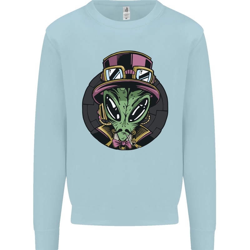 Steampunk Alien Mens Sweatshirt Jumper Light Blue