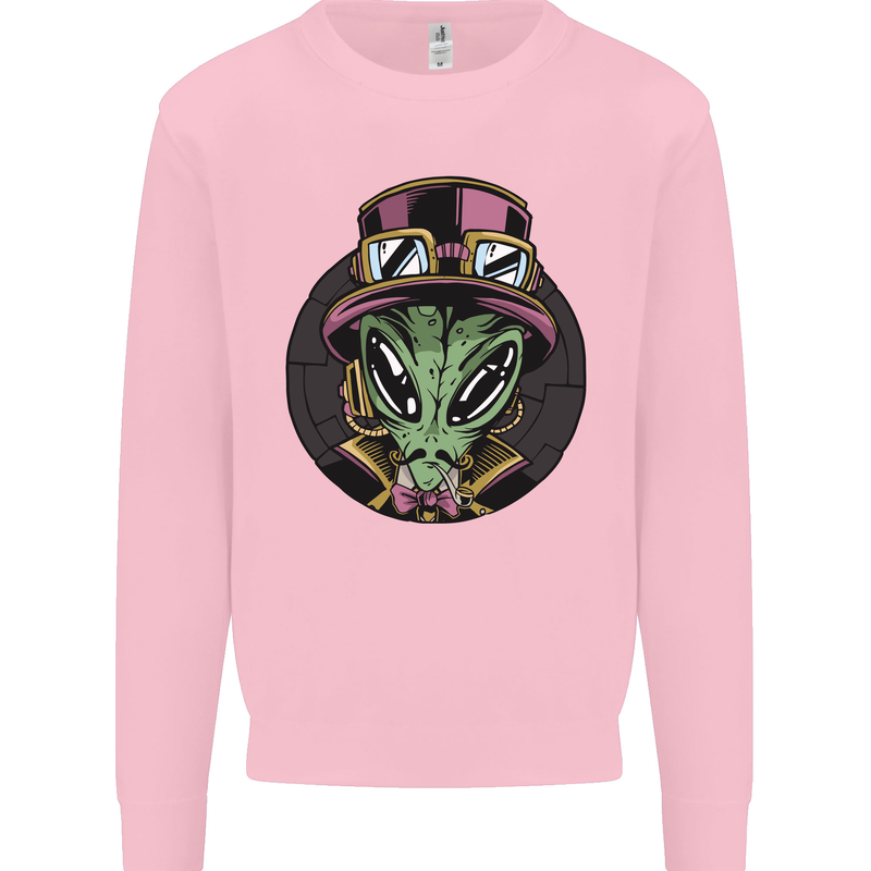 Steampunk Alien Mens Sweatshirt Jumper Light Pink
