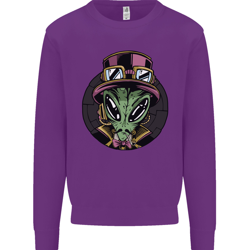 Steampunk Alien Mens Sweatshirt Jumper Purple