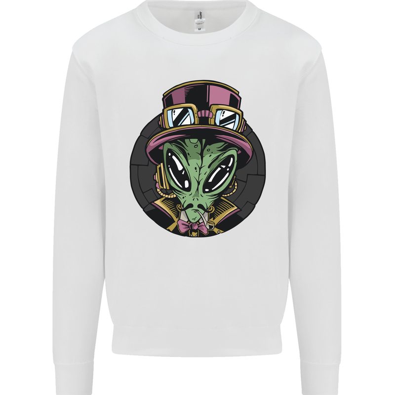 Steampunk Alien Mens Sweatshirt Jumper White
