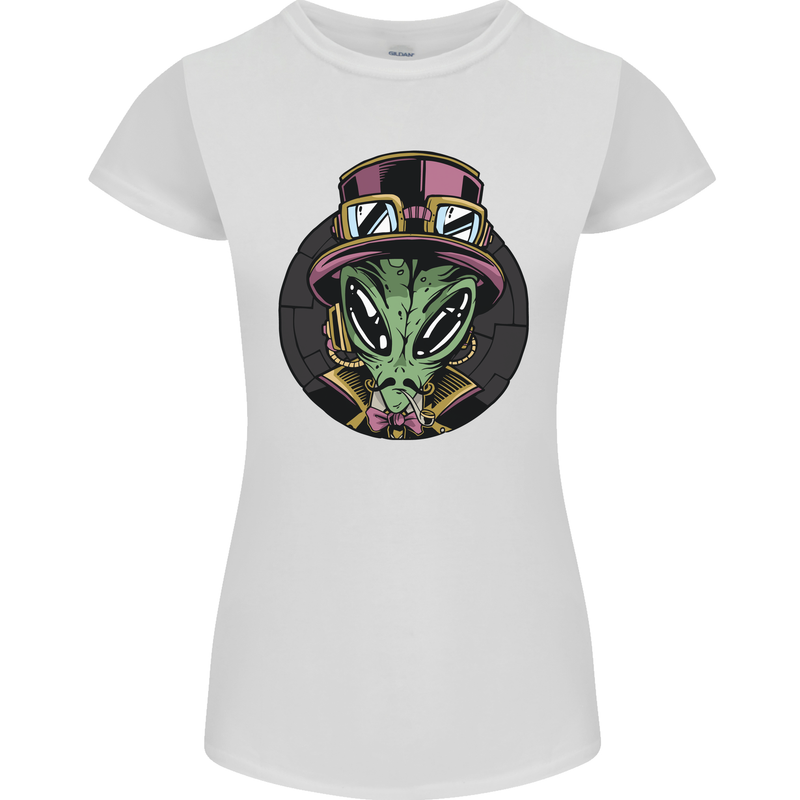 Steampunk Alien Womens Petite Cut T-Shirt White