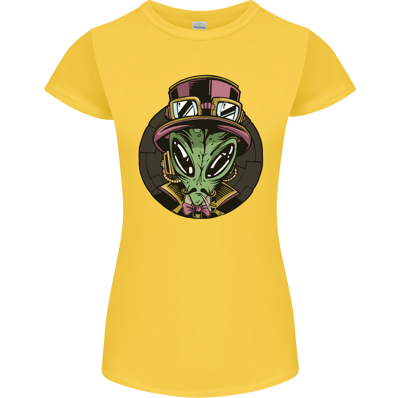 Steampunk Alien Womens Petite Cut T-Shirt Yellow