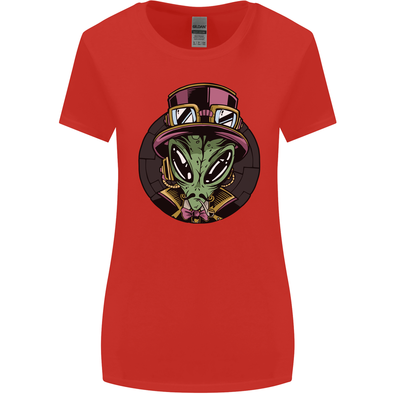 Steampunk Alien Womens Wider Cut T-Shirt Red