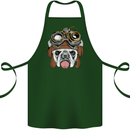 Steampunk Bulldog Cotton Apron 100% Organic Forest Green