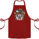 Steampunk Bulldog Cotton Apron 100% Organic Maroon