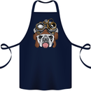 Steampunk Bulldog Cotton Apron 100% Organic Navy Blue