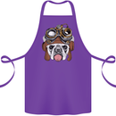 Steampunk Bulldog Cotton Apron 100% Organic Purple