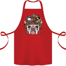Steampunk Bulldog Cotton Apron 100% Organic Red