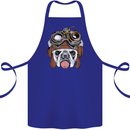 Steampunk Bulldog Cotton Apron 100% Organic Royal Blue