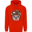 Steampunk Bulldog Mens 80% Cotton Hoodie Bright Red