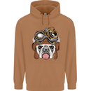 Steampunk Bulldog Mens 80% Cotton Hoodie Caramel Latte