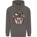 Steampunk Bulldog Mens 80% Cotton Hoodie Charcoal
