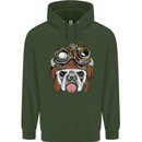 Steampunk Bulldog Mens 80% Cotton Hoodie Forest Green