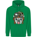 Steampunk Bulldog Mens 80% Cotton Hoodie Irish Green