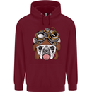 Steampunk Bulldog Mens 80% Cotton Hoodie Maroon
