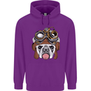 Steampunk Bulldog Mens 80% Cotton Hoodie Purple