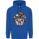 Steampunk Bulldog Mens 80% Cotton Hoodie Royal Blue