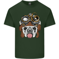 Steampunk Bulldog Mens Cotton T-Shirt Tee Top Forest Green