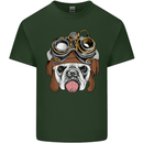 Steampunk Bulldog Mens Cotton T-Shirt Tee Top Forest Green