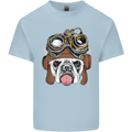 Steampunk Bulldog Mens Cotton T-Shirt Tee Top Light Blue